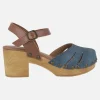 Zuecos Tiziana en combinado denim con pulsera al tobillo y tachas