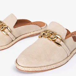 Zuecos Turqueta beige con piso de esparto para mujer