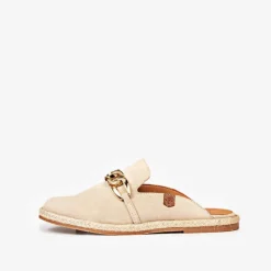 Zuecos Turqueta beige con piso de esparto para mujer