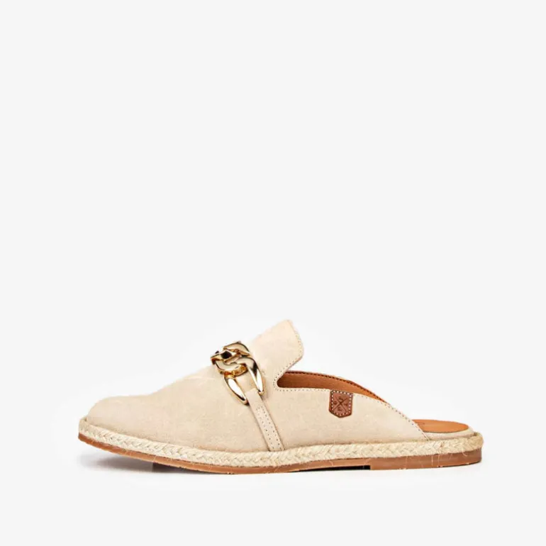 Zuecos Turqueta beige con piso de esparto para mujer