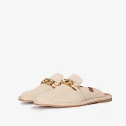 Zuecos Turqueta beige con piso de esparto para mujer